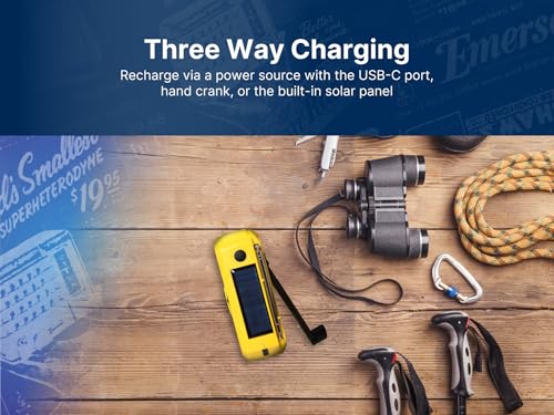 Emerson راديو طوارئ إميرسون ER-7050 AM/FM مع نطاق الطقس NOAA، بنك طاقة مدمج، يدوي، شحن بالطاقة الشمسية، مصباح LED، وإنذار SOS – معدات بقاء أساسية للتخييم والاستعداد للطوارئ - Image 3