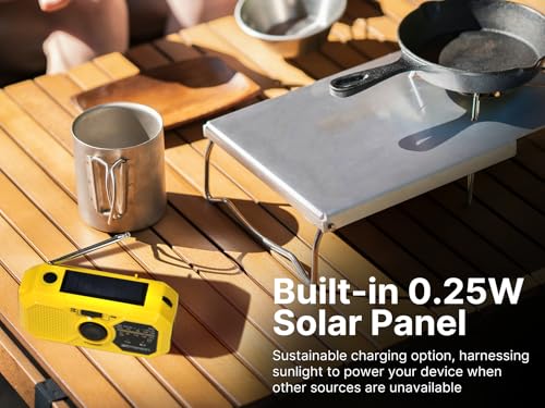 Emerson راديو طوارئ إميرسون ER-7050 AM/FM مع نطاق الطقس NOAA، بنك طاقة مدمج، يدوي، شحن بالطاقة الشمسية، مصباح LED، وإنذار SOS – معدات بقاء أساسية للتخييم والاستعداد للطوارئ - Image 5