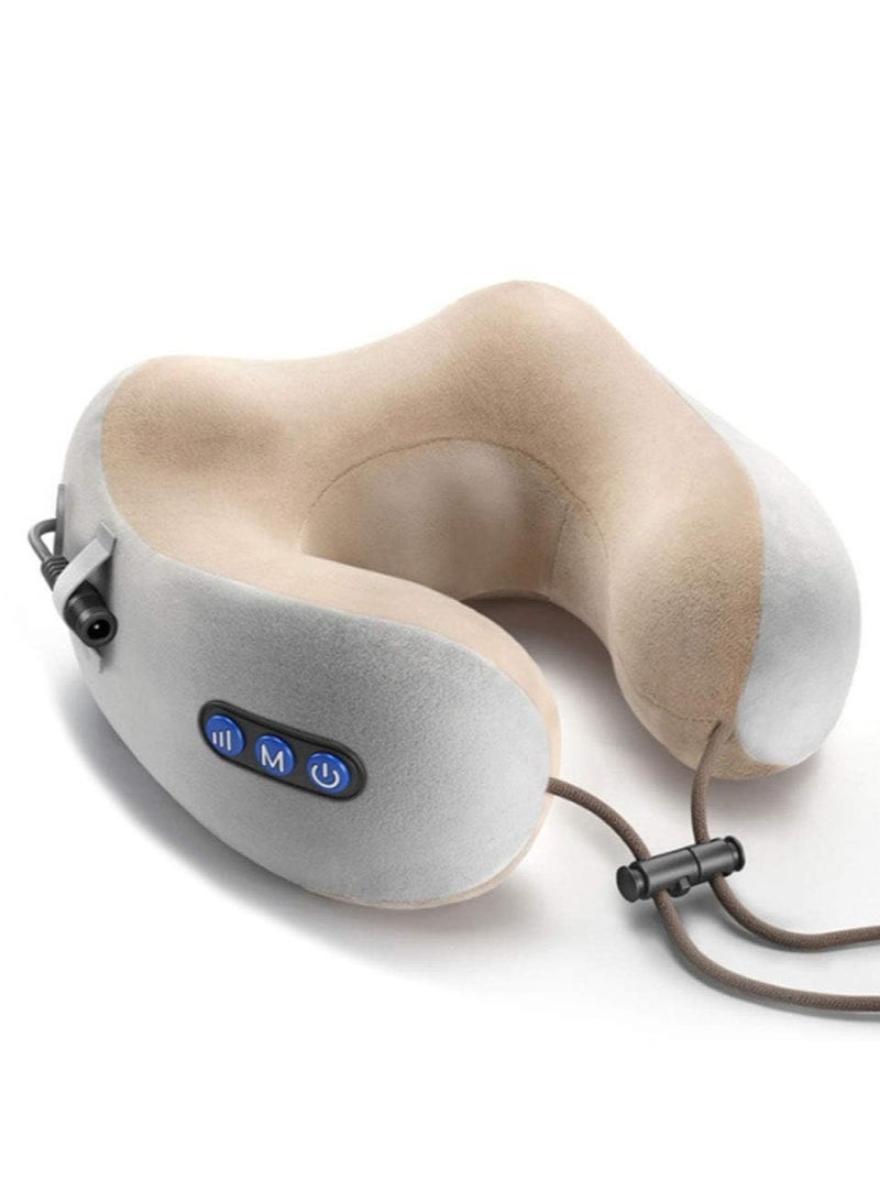 DubaiGallery Electric Travel Neck Massage Pillow, U Shaped Memory Foam Kneading Vibration Neck Head Support Pillow, Relief Cervical Pain, For Airplane,