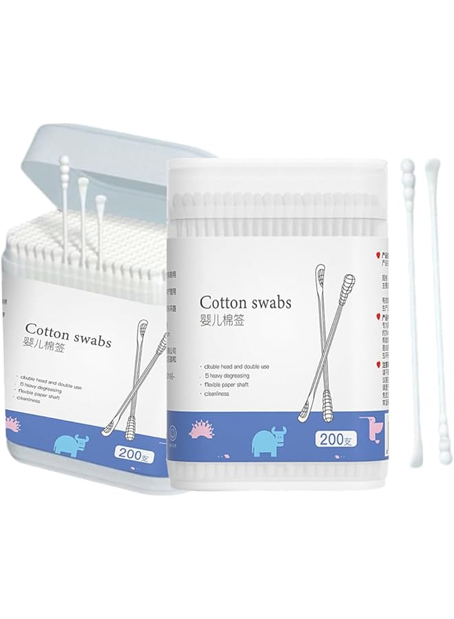 KWSLIN 400 Pack Cotton Buds Ear Cleaning Sticks Ear Spoon Head Unique Design Biodegradable Baby Cotton Buds Kids Safety Swabs Applicator For Ear Clean Supple And Comfortable - Image 1
