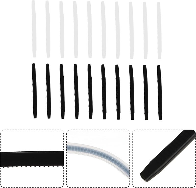 كلاراكو Klarako 10 أزواج من أغطية نظارة طبية للأذن، أكمام تثبيت نظارة طبية مضادة للانزلاق، خطاف أذن، أطراف معابد نظارات من السيليكون، أسود وأبيض - Image 3