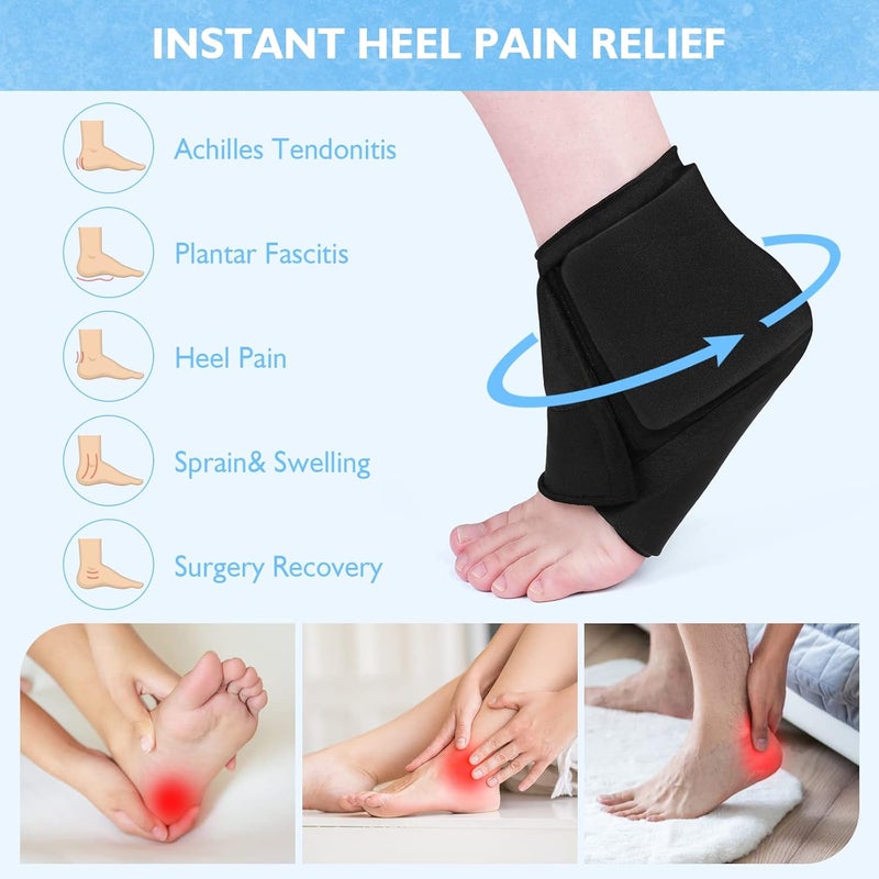 Helthrelife حزمة ثلج للكعب لتخفيف الألم حزمة ثلج جل قابلة لإعادة الاستخدام للعلاج بالحرارة والبرودة لألم الكعب التهاب اللفافة الأخمصية التهاب الأوتار العرقوبية الكعوب المتشققة التواء إصابات رياضية - Image 4