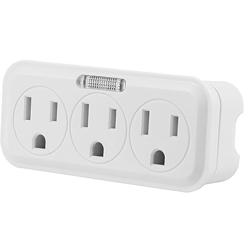 GE 3-Outlet Extender Wall Tap with Guide Light, Grounded Adapter, 3-Prong, Cruise Essentials, Indoor Rated, Use for Home Office School Dorm, UL Listed, White, 14494 - Image 2