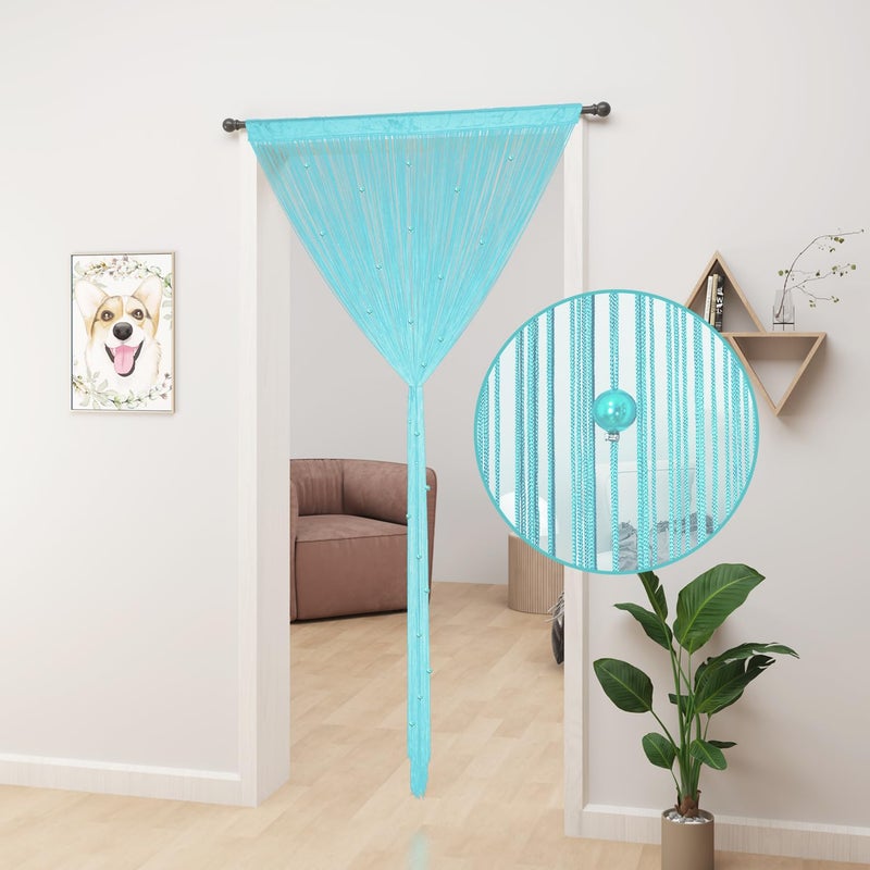 YIIBAII Beaded Curtain Beaded Curtains for Doorways Crystals Suitable for Interior Decoration and Partitions Hippy Closet Curtains (Light Blue, 39"x79") - Image 2