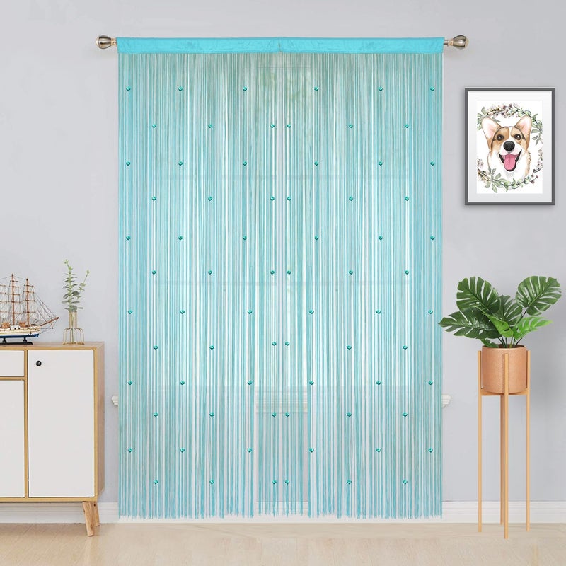YIIBAII Beaded Curtain Beaded Curtains for Doorways Crystals Suitable for Interior Decoration and Partitions Hippy Closet Curtains (Light Blue, 39"x79") - Image 3