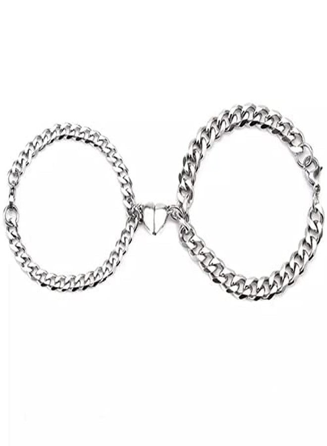 BEAUTIVIA Hand In Hand Bracelets Magnetic Couple Bracelets For Women Men Stainless Steel Matching Promise Best Friend Gift - Image 1