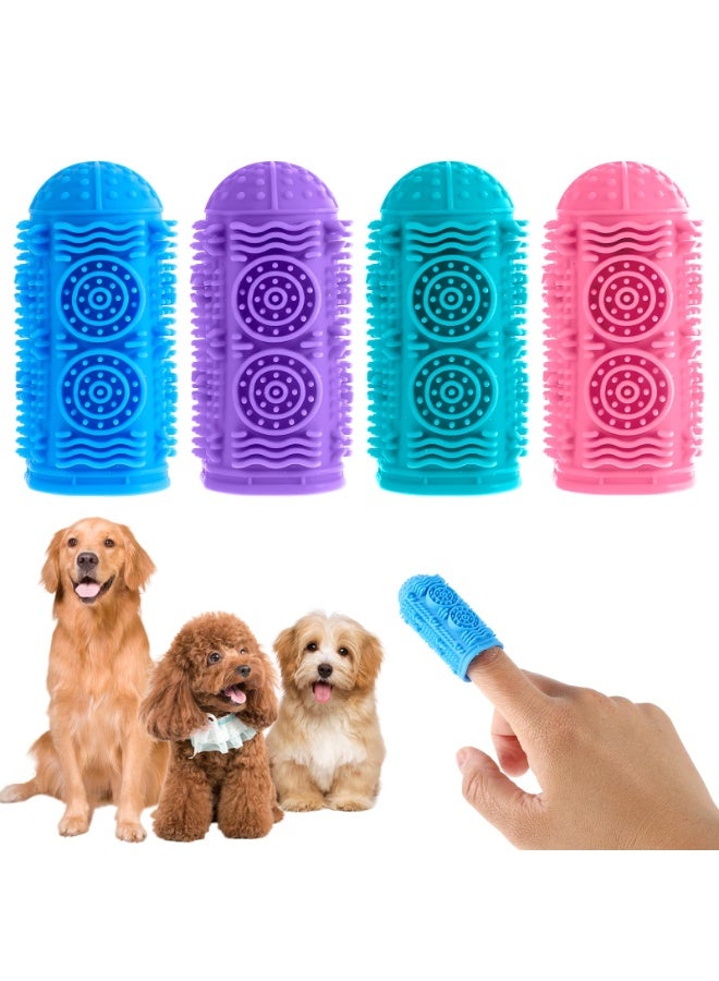 SUNSAR Pet Finger Toothbrush Set, 4 Pieces Silicone Dog Cat Dental Care Kit, Small Breed - Image 1