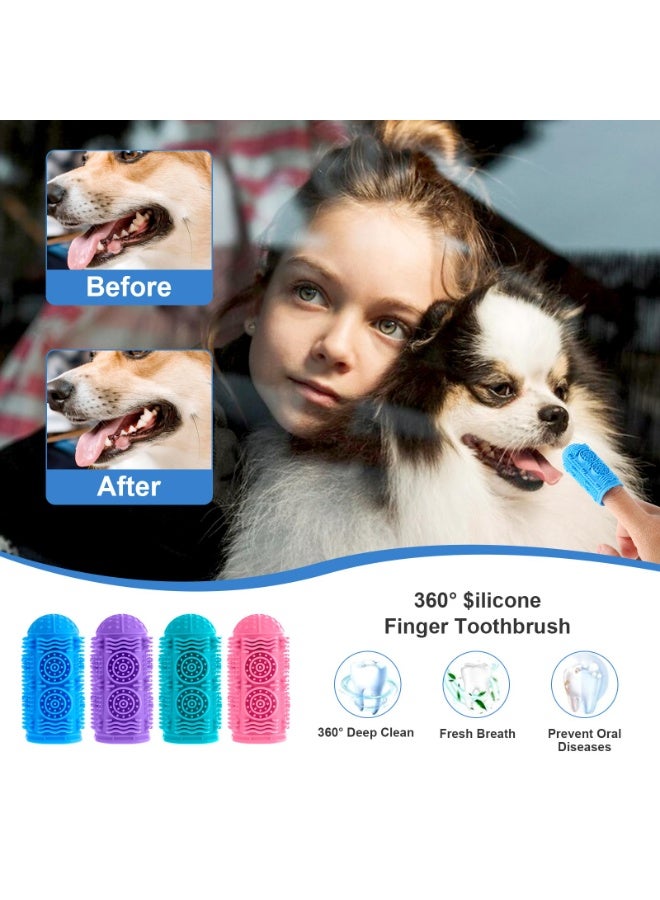 SUNSAR Pet Finger Toothbrush Set, 4 Pieces Silicone Dog Cat Dental Care Kit, Small Breed - Image 3