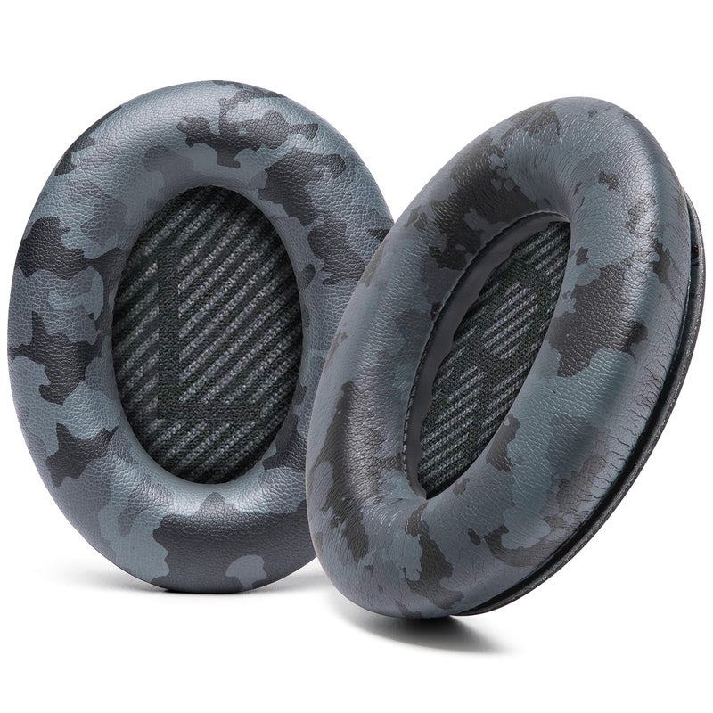 WC Wicked Cushions Upgraded Replacement Ear Pads for Bose QC35 & QC35ii (QuietComfort 35) Headphones & More - Softer Leather, Luxurious Memory Foam, Added Thickness, Extra Durability | Black Camo - Image 1