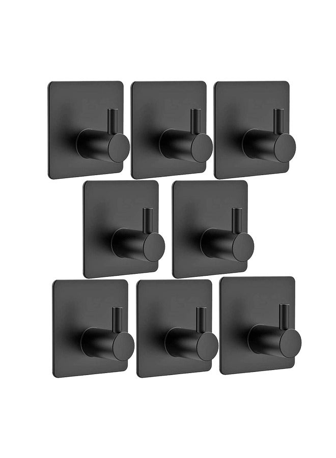 8 Piece Stainless Steel Coat And Robe Hook Black  - Image 1
