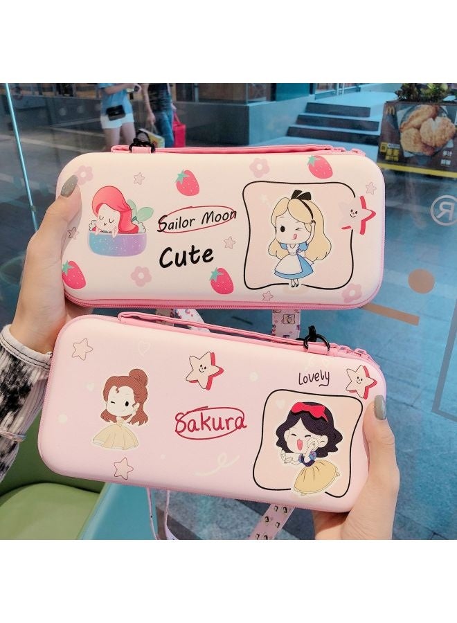 Cartoon Switch Messenger Storage Bag Nintendo Game Machine Crossbody Lanyard Bag Switch Lite Storage Box-Product Color:switch Slung-Alice Mermaid Princess  - Image 4