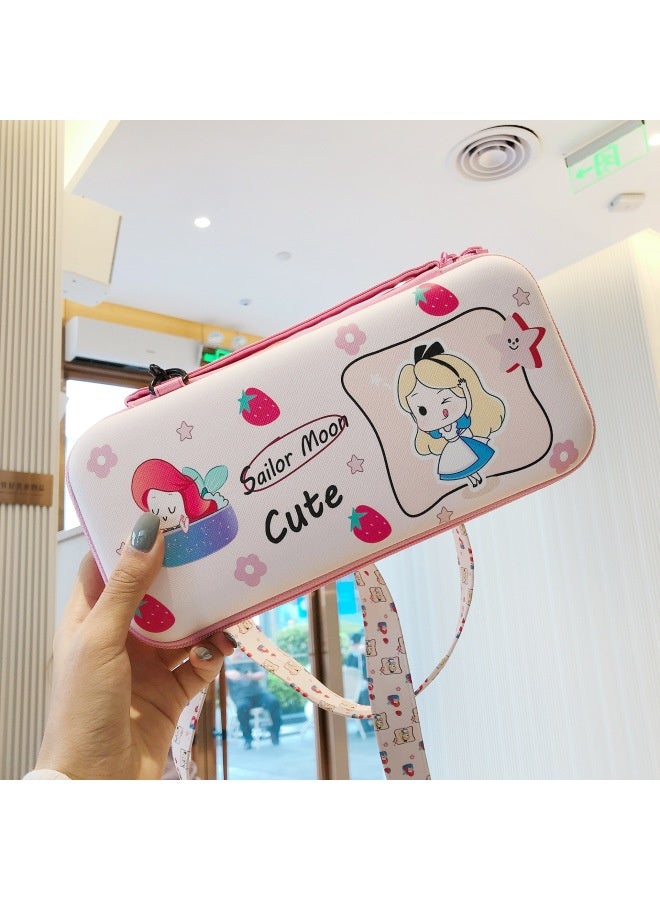 Cartoon Switch Messenger Storage Bag Nintendo Game Machine Crossbody Lanyard Bag Switch Lite Storage Box-Product Color:switch Slung-Alice Mermaid Princess  - Image 1