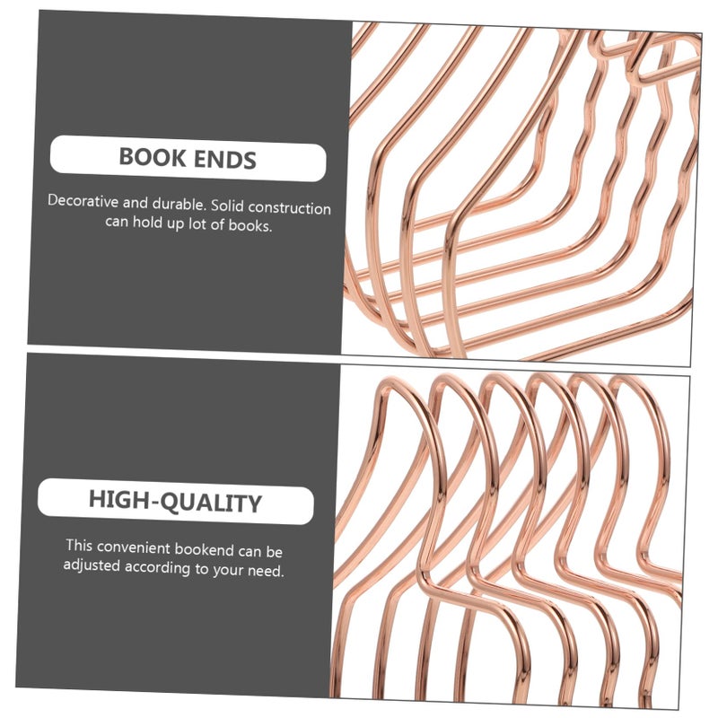 منظم كتب قابل للتعديل بلون وردي ذهبي مع قاعدة مستقرة لعرض الكتب في مكتب المنزل أو المكتبة - Image 3