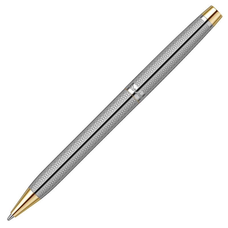 Scrikss 07mm Mechanical Lead Pen Pencil Chrome Plated Brass Body Gold Plated Trims Twist Mechanism Venus 722 Engraved with Wave Cut Pattern Ideal for Gifting - Image 4
