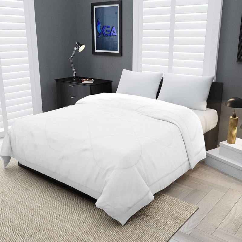KEA KEA Microfibre Reversible Single Bed ComforterDuvet for All WeatherWhite 250 GSMComforter Single  - Image 1