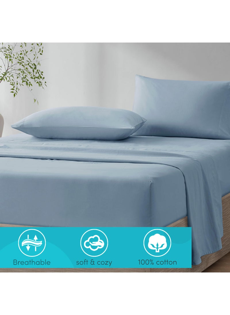 Comfort Spaces Comfort Spaces 100% Cotton Sheet Set Breathable  Lightweight  Soft with 12"" Elastic Pocket Fits up to 14"" Mattress  All Season Cozy Bedding  Matching Pillow Case  Twin XL Blue 3 Piece  - Image 2