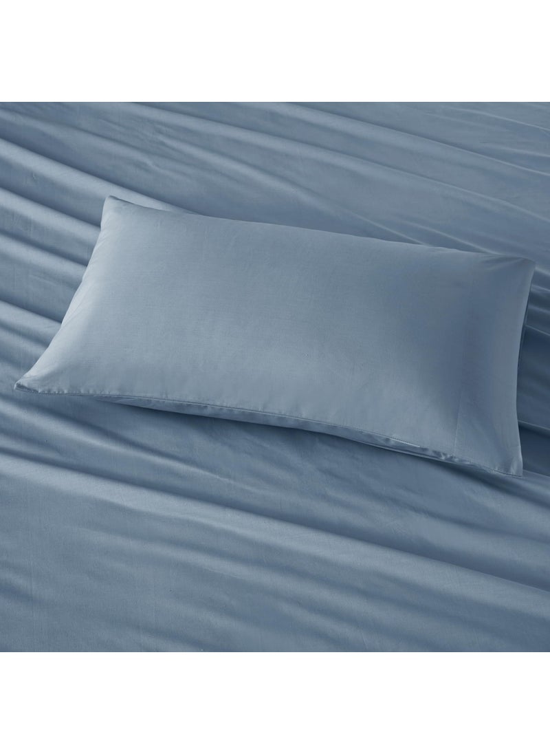 Comfort Spaces Comfort Spaces 100% Cotton Sheet Set Breathable  Lightweight  Soft with 12"" Elastic Pocket Fits up to 14"" Mattress  All Season Cozy Bedding  Matching Pillow Case  Twin XL Blue 3 Piece  - Image 4