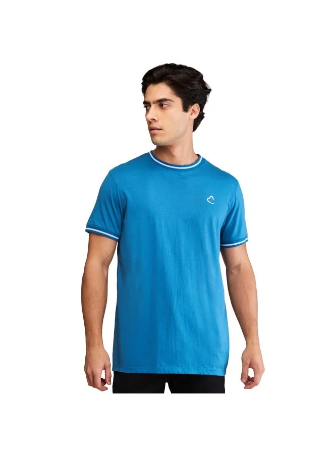 بيينغ هيومان Mens Blue Round Neck Short Sleeve T-Shirt
