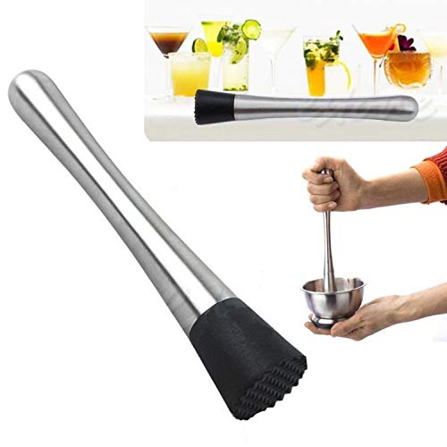HAINE Barware 4 Pieces Bar Set of Double Wall Ice Bucket, Tong, Peg Measuring Jigger and Muddler Stick, (Stainless Steel, Silver) - Image 2