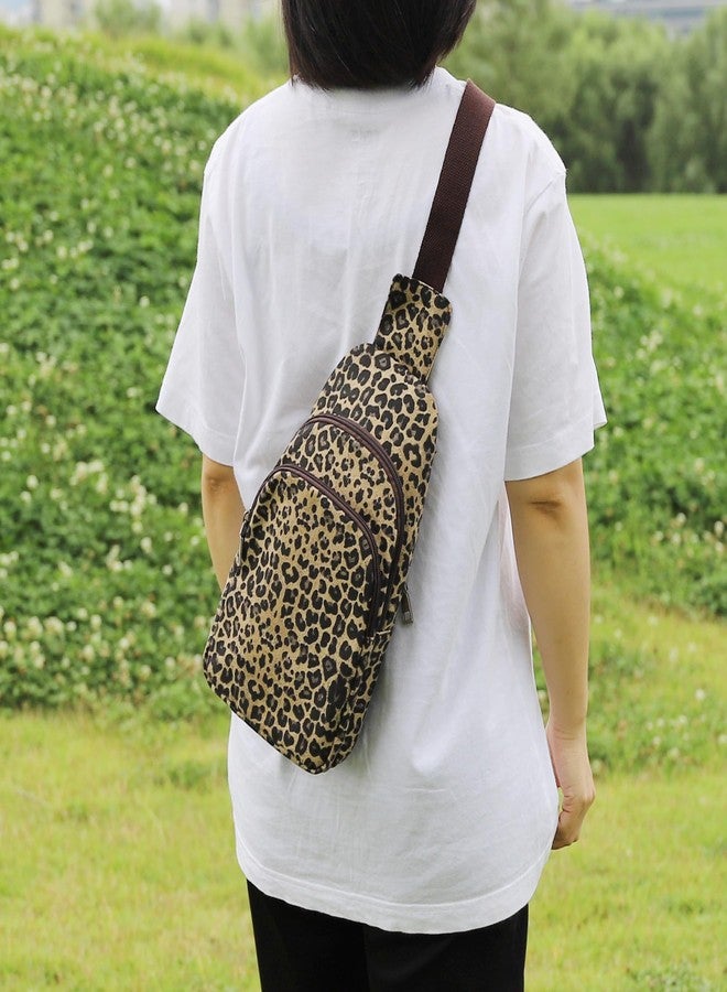 SILKAREA Canvas Sling Bag for Wome Crossbody Purse Small Sling Backpack Purse Travel Hiking Chest Bag Daypack (Brown Leopard) - Image 2