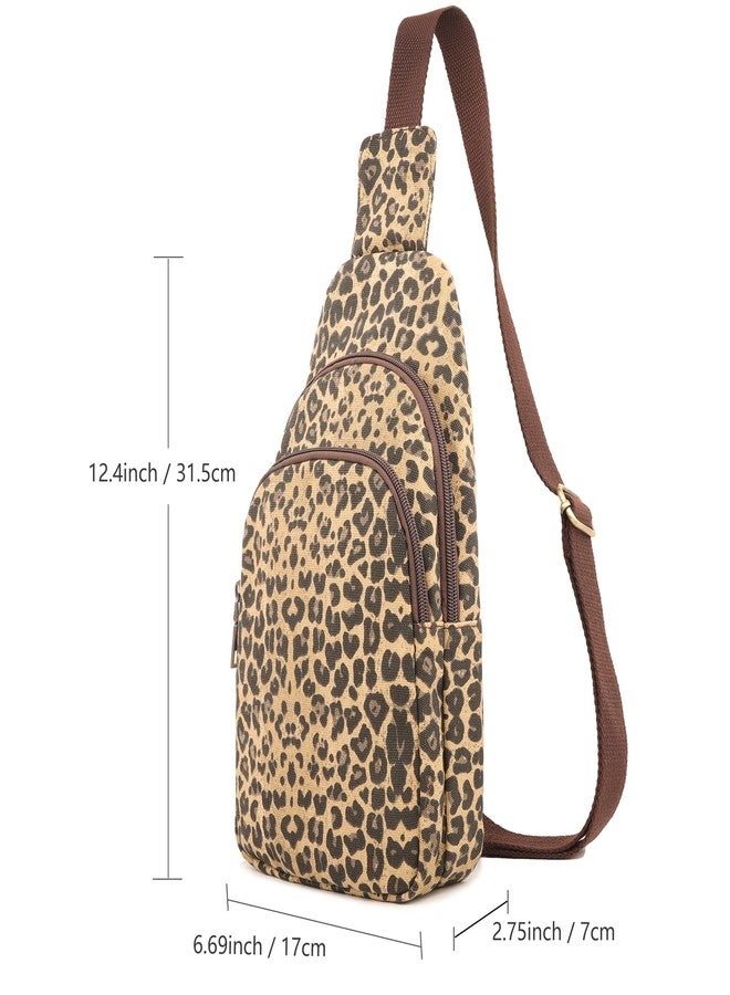 SILKAREA Canvas Sling Bag for Wome Crossbody Purse Small Sling Backpack Purse Travel Hiking Chest Bag Daypack (Brown Leopard) - Image 4