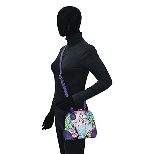 Anna By Anuschka Women Organizer Hand Painted Genuine Leather Small Multi Compartment ZipAround OrganizeTropical Flamingos Tropical Flamingos - Image 3