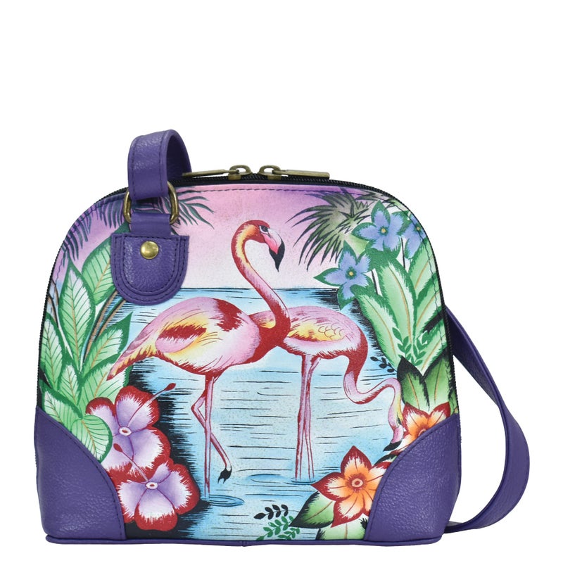 Anna By Anuschka Women Organizer Hand Painted Genuine Leather Small Multi Compartment ZipAround OrganizeTropical Flamingos Tropical Flamingos - Image 2