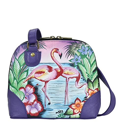 Anna By Anuschka Women Organizer Hand Painted Genuine Leather Small Multi Compartment ZipAround OrganizeTropical Flamingos Tropical Flamingos - Image 1