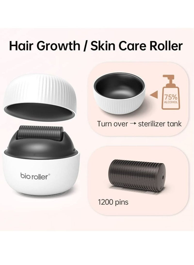 Bio Roller - Derma Face Roller Microneedle Facial Skin Care Massage Tool 1200 Pins Titanium Micro-Needle Roller for Body Hair Beard Growth Acne Scar Wrinkles Stretch Marks 0.5mm - Image 1