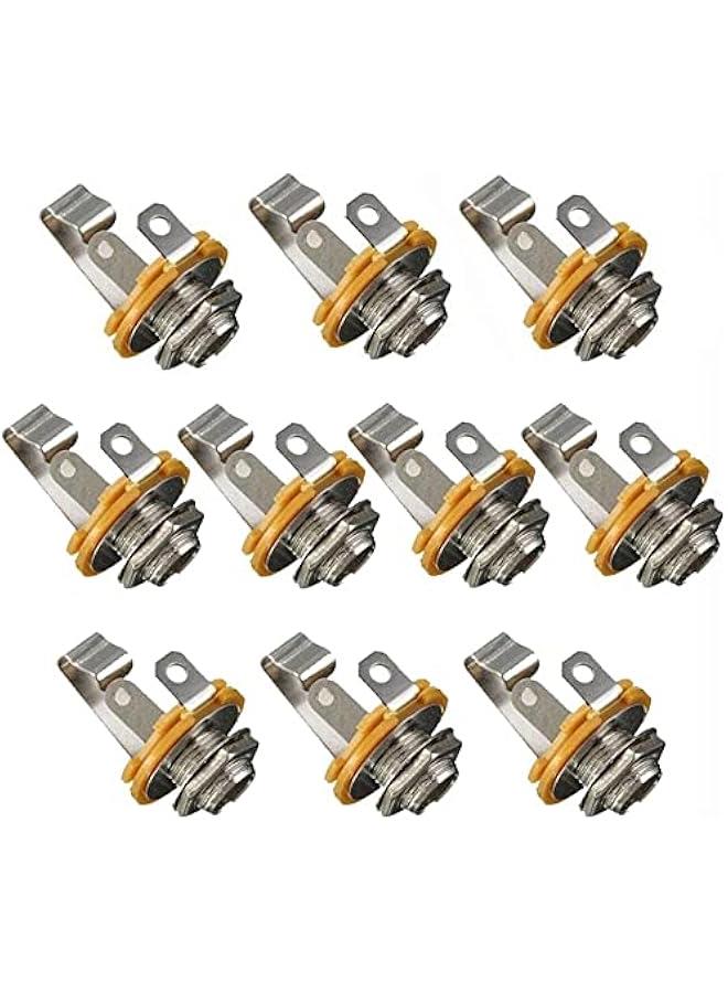 10pcs 1/4 Inch Guitar Input Jack, 6.35mm Mono Input Jack Plug Socket, Output Jack Plug Socket For Electric Guitar Bass  - Image 1