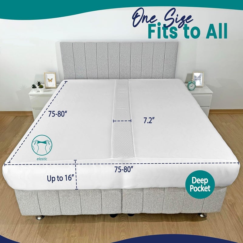 EPHEDORA 2-in-1 Fitted Sheet Attached Bed Bridge Twin (XL) to King Converter Kit | Split King Gap Filler for Adjustable Bed | White - Image 5