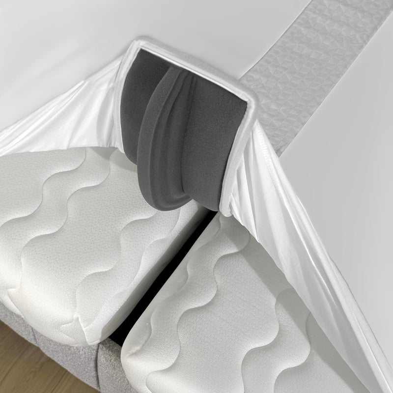 EPHEDORA 2-in-1 Fitted Sheet Attached Bed Bridge Twin (XL) to King Converter Kit | Split King Gap Filler for Adjustable Bed | White - Image 1