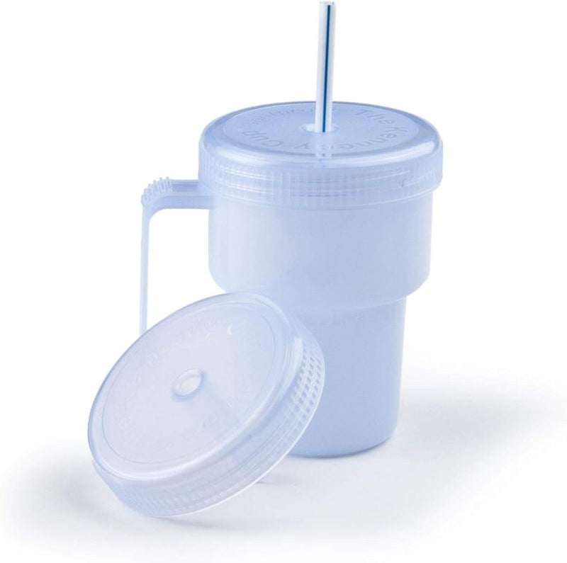 HOMECRAFT Kennedy Cup Spillproof Adult Sippy Cup with Handle Secure Lid 7 oz No Spill Cups for Hot Cold Liquids Lying Down Daily Living Glasses for DisabledElderly Blue Pack of 1 - Image 2