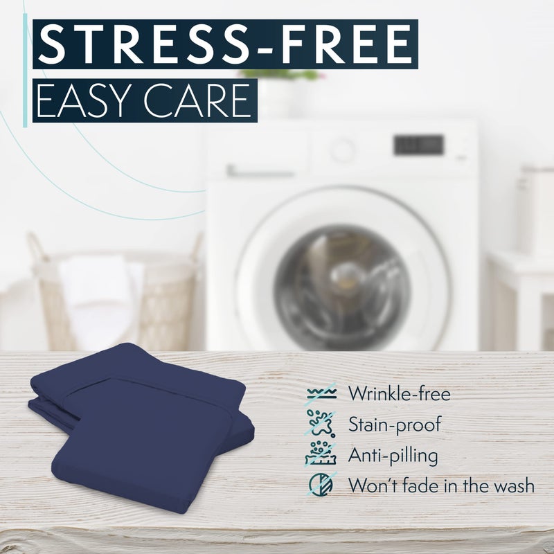 HC Collection King Pillow Cases Set of 2- Microfiber, Extra Soft Pillowcases - Easy Care & Machine Washable - Navy - Image 5
