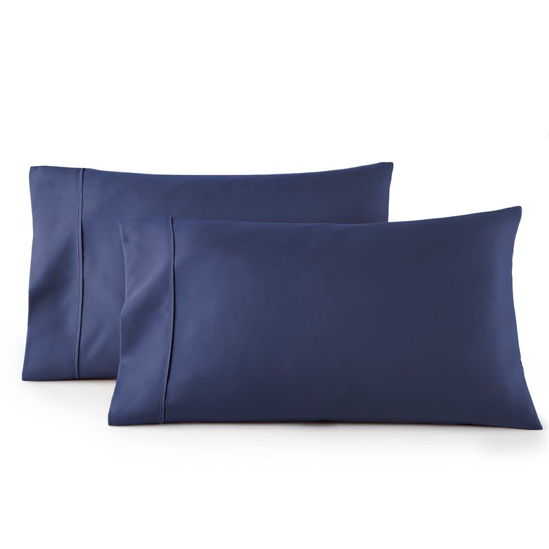 HC Collection King Pillow Cases Set of 2- Microfiber, Extra Soft Pillowcases - Easy Care & Machine Washable - Navy - Image 1