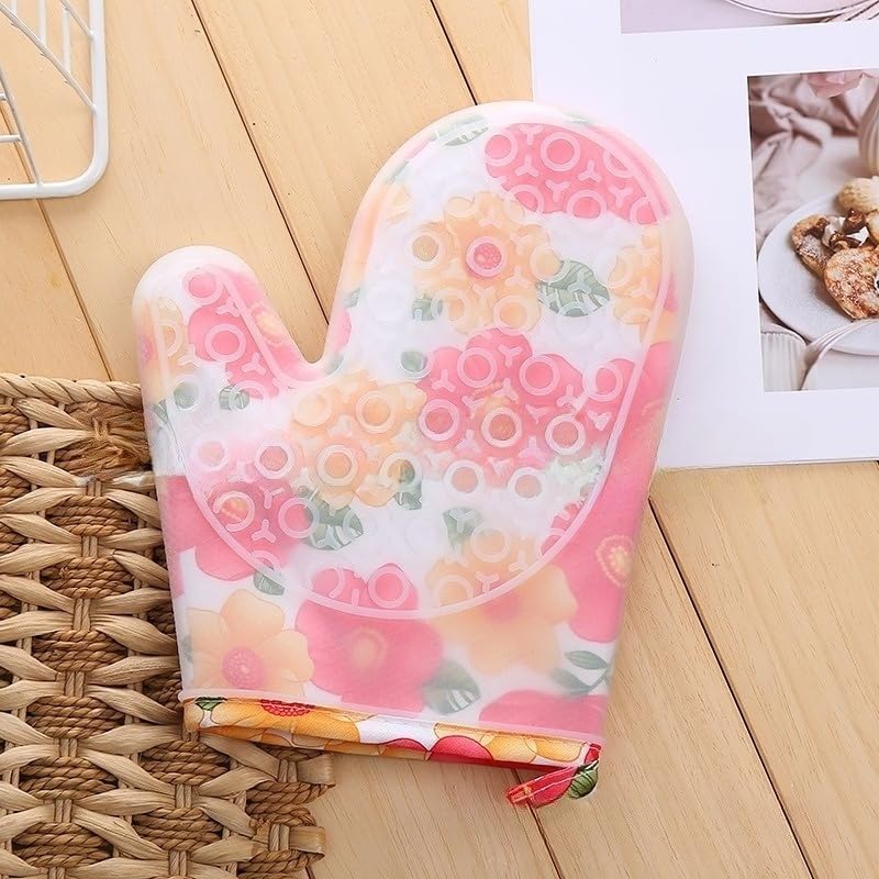 ONPRIX Onprix 1pcs Silicone Oven Mitts Gloves with Hanging Loop Heat Resistant BBQ Gloves Grilling Baking Cooking Waterproof Non Slip Pot Holder GlovesMulti  - Image 1