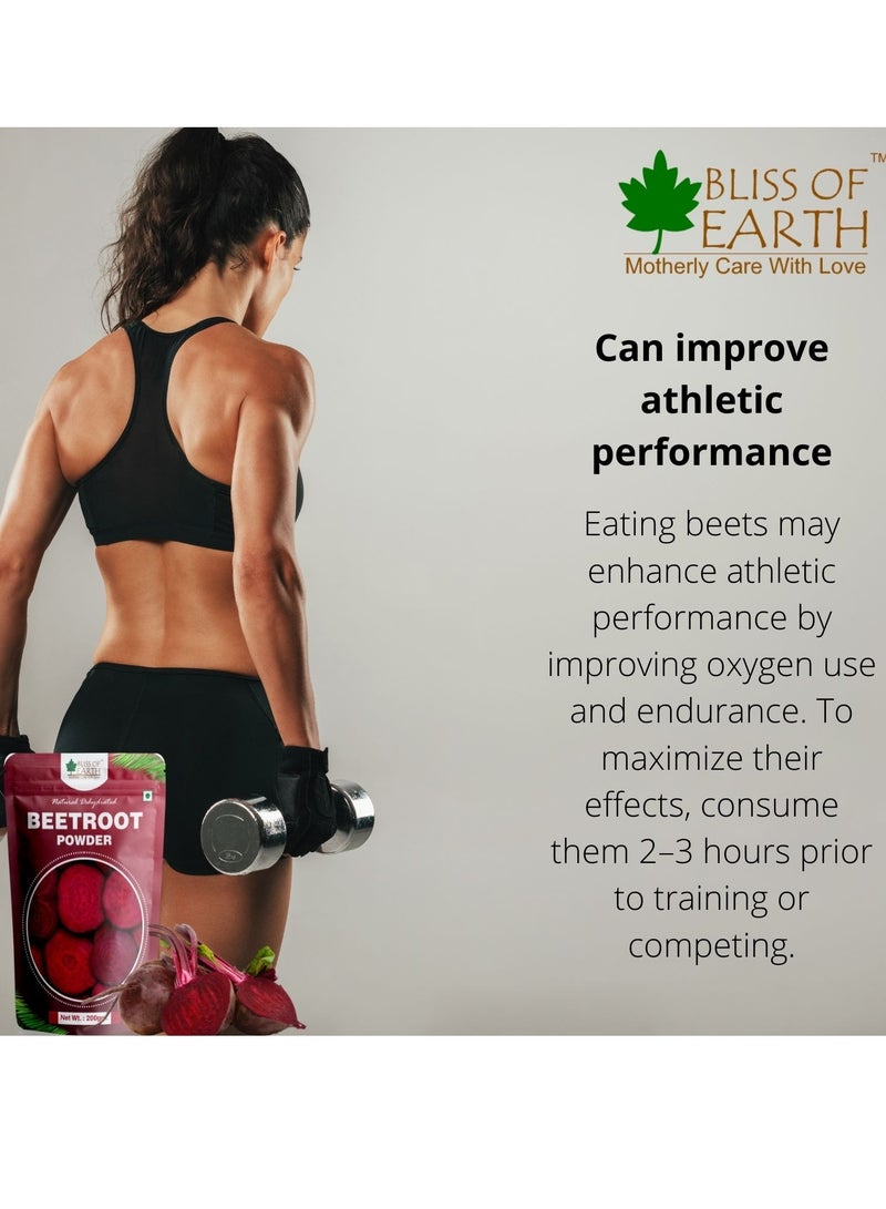 بليس اوف ايرث مسحوق جذر الشمندر 200 جرام لعصير تناول بشرة الوجه وتبييض بشرة الوجه الطبيعي مسحوق تشوكوندار المجفف عبوة من قطعتين - Image 4