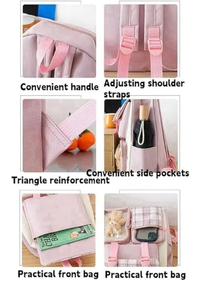 Student school bag set, 4 pieces school bag set with shoulder bag, pen case, tote bag and crossbody bag, cute kids school bag set - Image 4