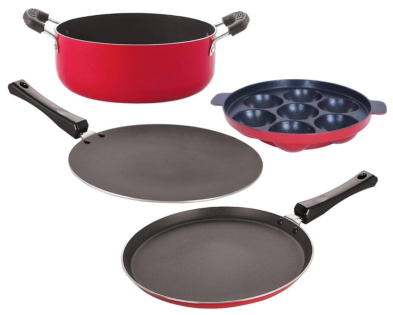 Nirlon Nirlon Non Stick Pots and Pans Non Stick Cookware Set of 4 Pieces with Bakelite Handle(2.6mm_CT12_AP(7)_Cass22_FT12)