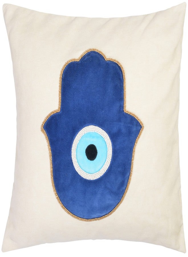 WALBROOK Evil Eye Pillow Cover 18x18 - Boho Hamsa Decorative Pillow Covers, Evil Eye Decor Boho Pillow Covers, Evil Eye Turkish Decor Blue Throw Pillows, Hamsa Hand of Fatima, Nazar Amulet Gifts - Image 1