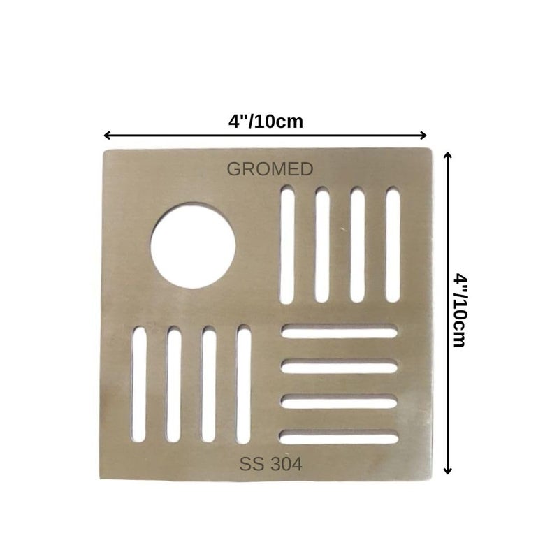 Gromed Square Floor Drainer/Drain Floor Trap Jaali for Terrace, Porch, Bathroom with Drain Pipe Hole - SS304 Rust Proof Heavy Duty, 1.2mm/18G Thicks, Pack of 2 - Image 3