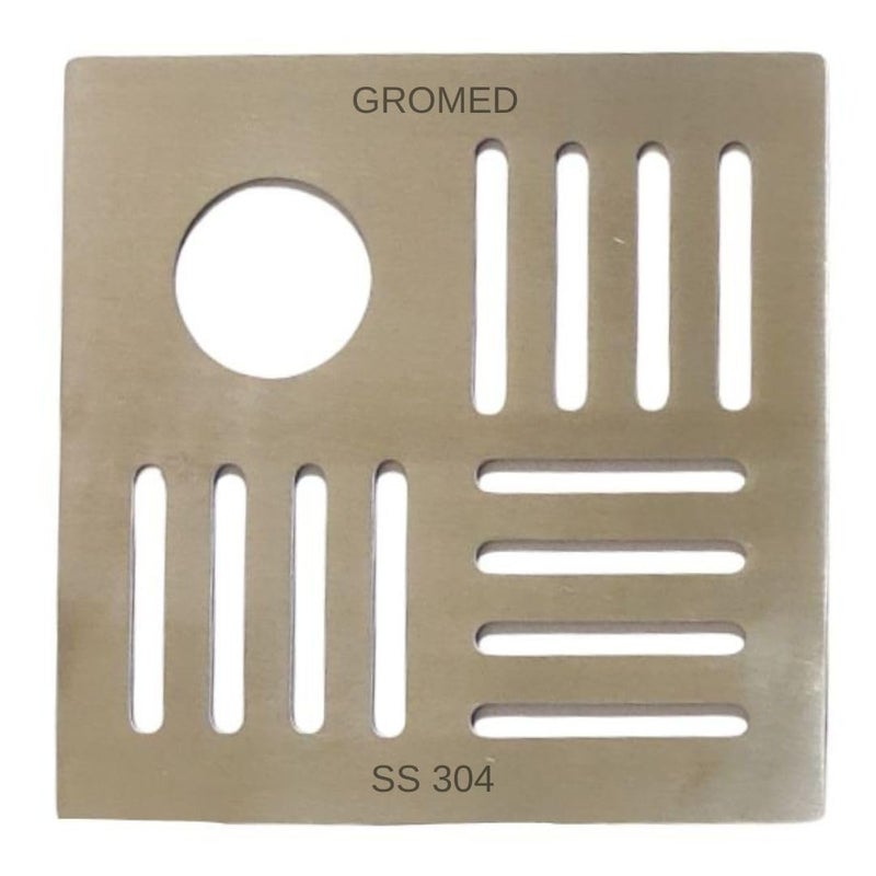 Gromed Square Floor Drainer/Drain Floor Trap Jaali for Terrace, Porch, Bathroom with Drain Pipe Hole - SS304 Rust Proof Heavy Duty, 1.2mm/18G Thicks, Pack of 2 - Image 1