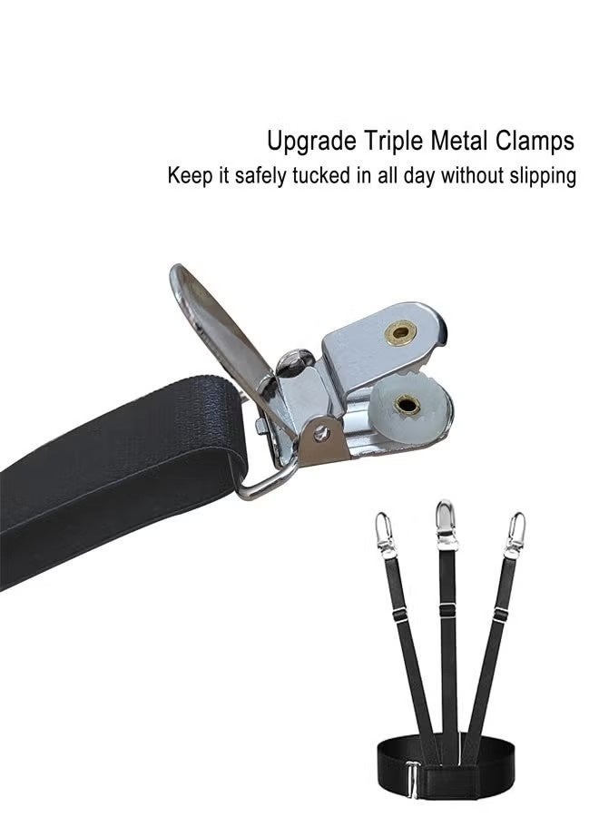 Happy D 2 PCS Shirt Stays for Tucking, Adjustable Shirt Garters Elastic Shirt Suspenders with 3 Nonslip Clips Shirt Holder Straps for Men and Women Black - Image 5