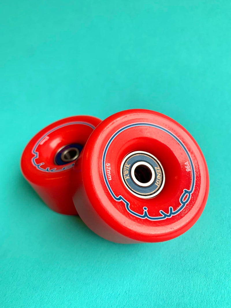 Riedell Riva Wheels - Quad Roller Skate Wheels - 4 Pack of 32mm x 57mm 96A Wheels | Red - Image 2