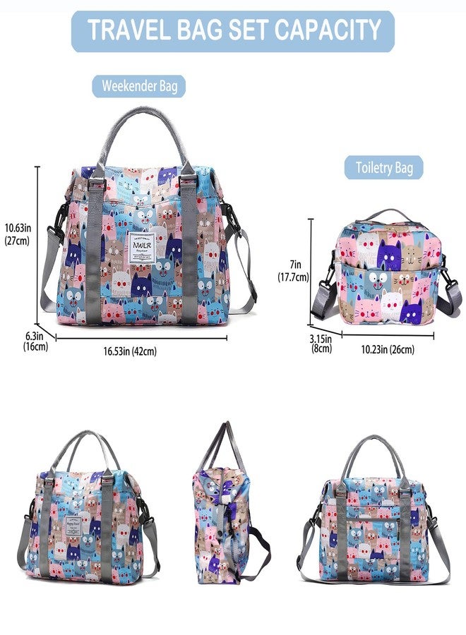 NWLR Women's 10 Luggage- Carry-On Luggage, W-cute Cats+toiletry Bag, M, Trolley Sleeve Bag With Dry and Wet Separated Pocket - Image 3