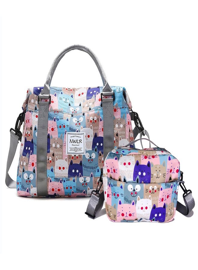 NWLR Women's 10 Luggage- Carry-On Luggage, W-cute Cats+toiletry Bag, M, Trolley Sleeve Bag With Dry and Wet Separated Pocket - Image 1