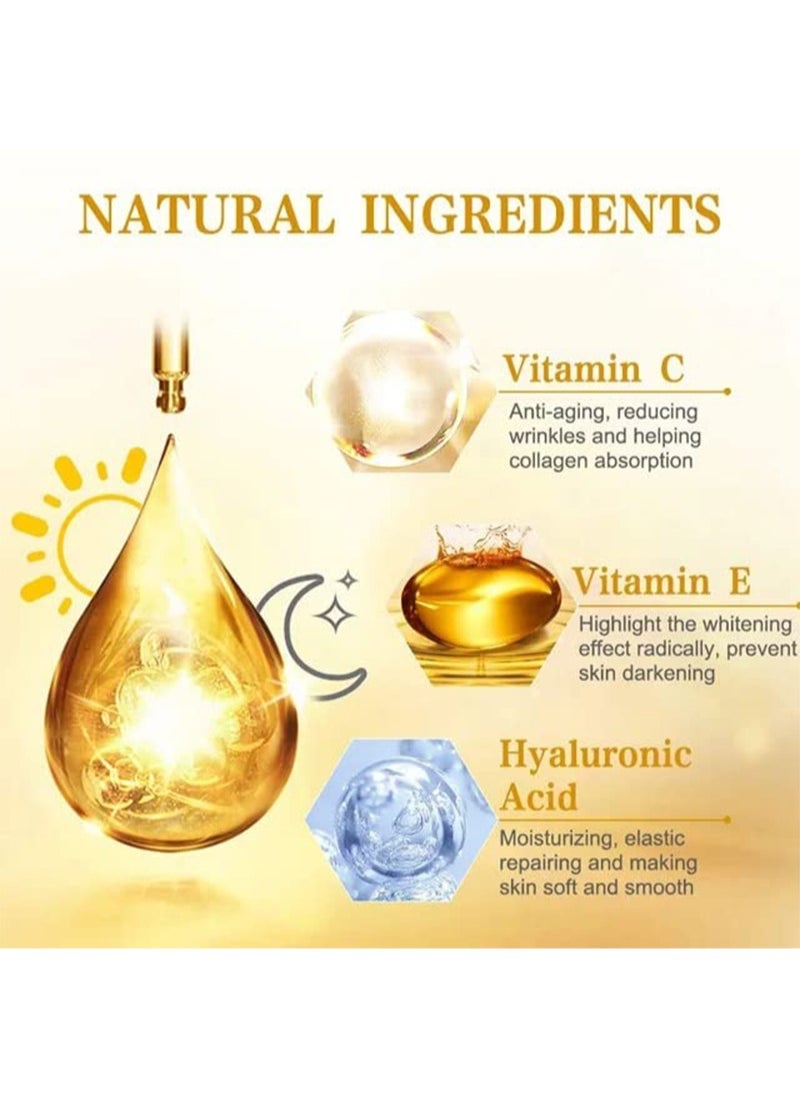 MOOYAM Vitamin C Face Serum - Anti-Aging Whitening Serum, Dark Spot Corrector, Fine Lines and Wrinkles with Hyaluronic Acid，Vitamin E - Anti-Wrinkle,Dark Circles, Age Spots, Pore Cleanser, Acne Scars  - Image 3