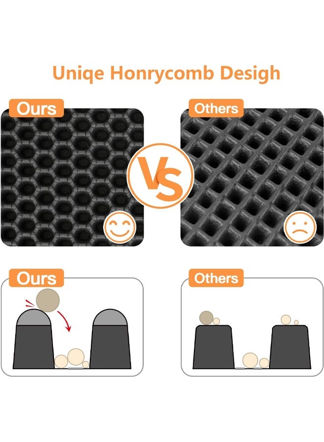 إتش كيو جيمنغ سجادة رمل للقطط 45*60 سم، سجادة كبيرة لحجز فضلات القطط، تصميم مزدوج الطبقات من مادة EVA على شكل خلية نحل، مقاومة للماء والبول، مزودة بمقبض لسهولة التنظيف، قابلة للغسل، ناعمة على مخالب القطط، سجادة أرضية للقطط، أسود - Image 4
