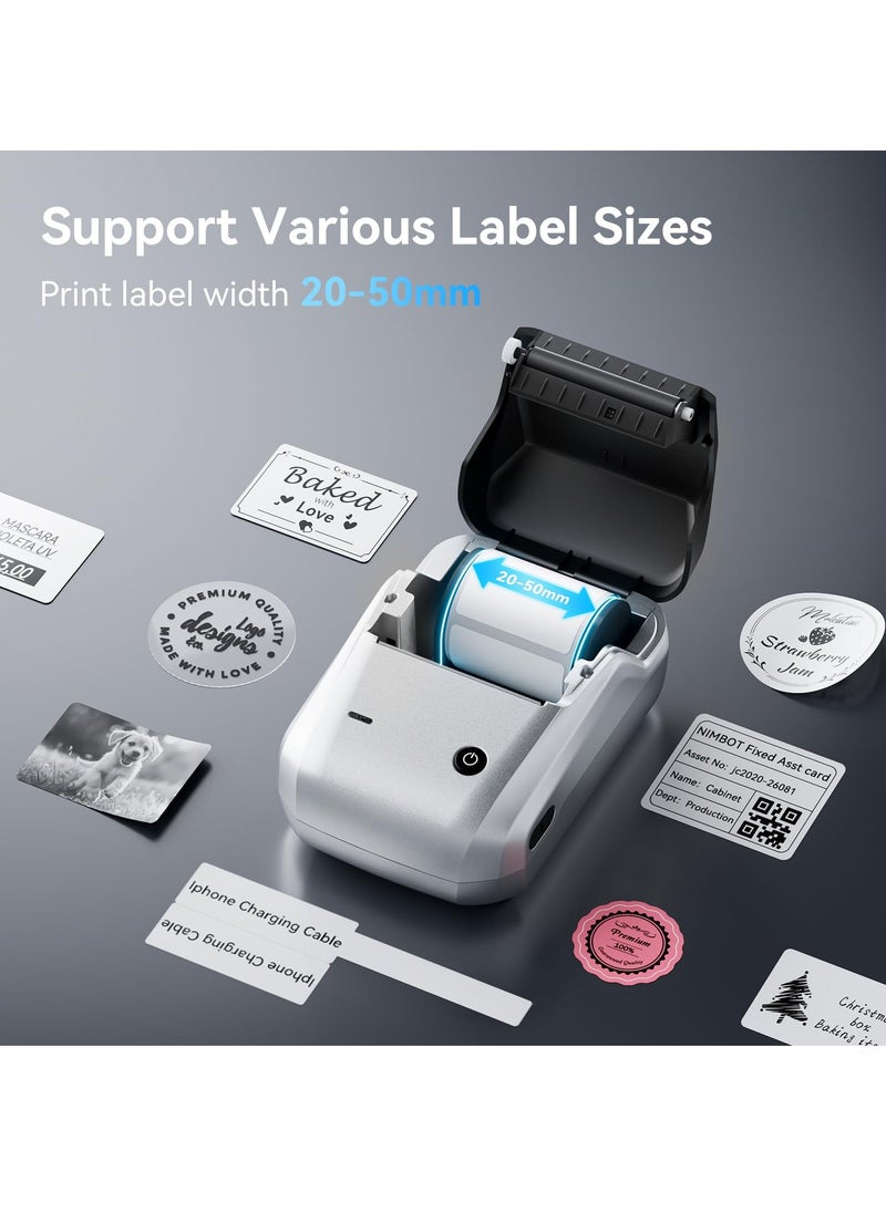NIIMBOT B1 Wireless Bluetooth Label Printer with 1 Roll 50*30mm White Label Sticker and USB Cable, Portable Inkless Thermal Label Maker, Great for Supermarket, Retail Store and Home Printing Barcodes  - Image 2