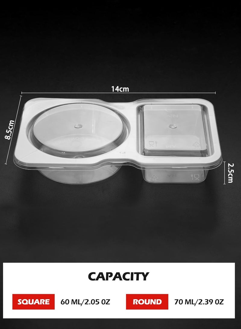 LENND 20 Set Reusable Snack Containers, 2-Compartment Dipping Containers with Lid for Refrigeration, Portion Control, Outdoor Takeaway Sauce Dip Case - Image 3